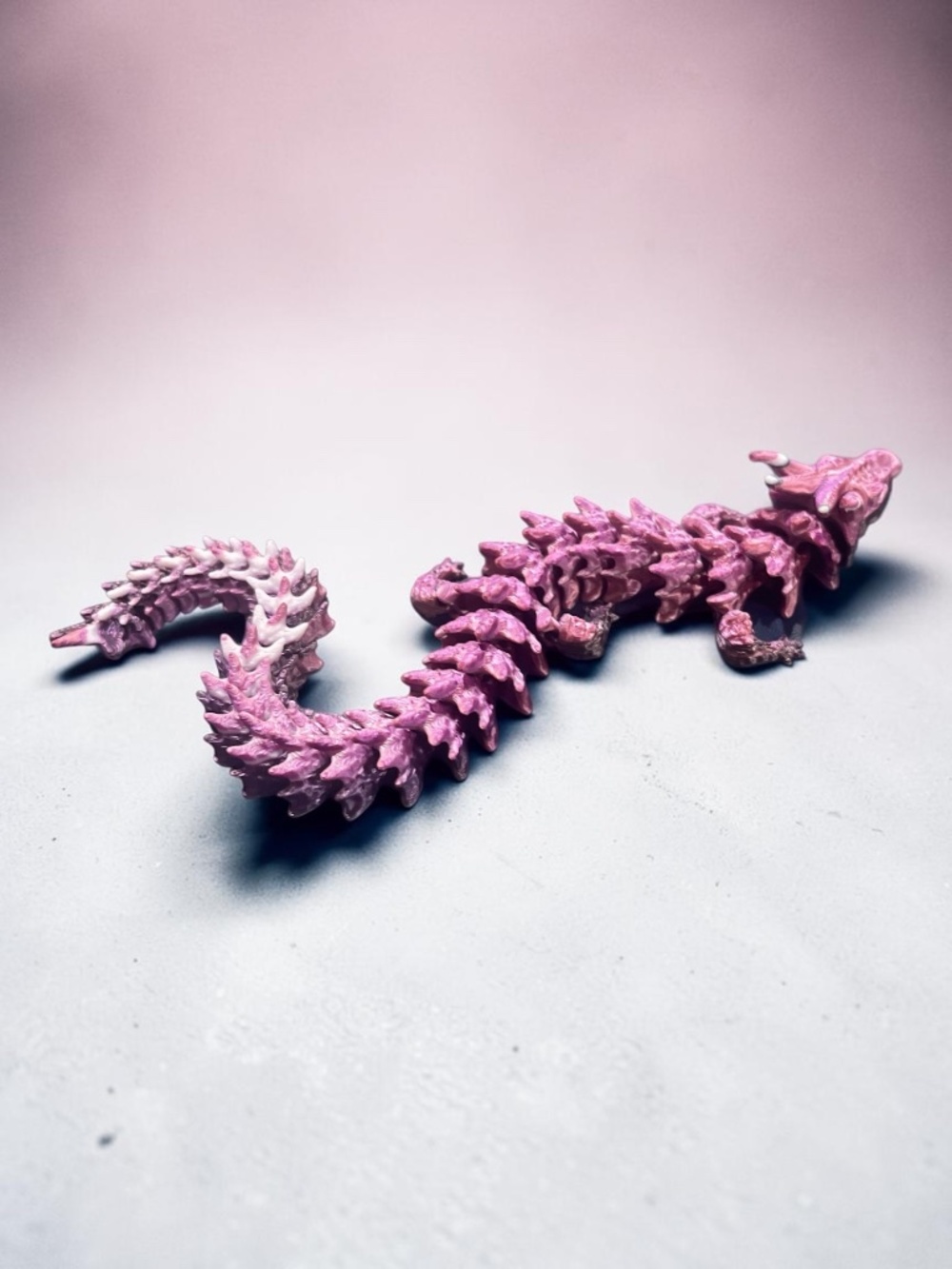 10” 3D Articulated Metallic Purple Pink and White Dragon - Picture 8 of 14